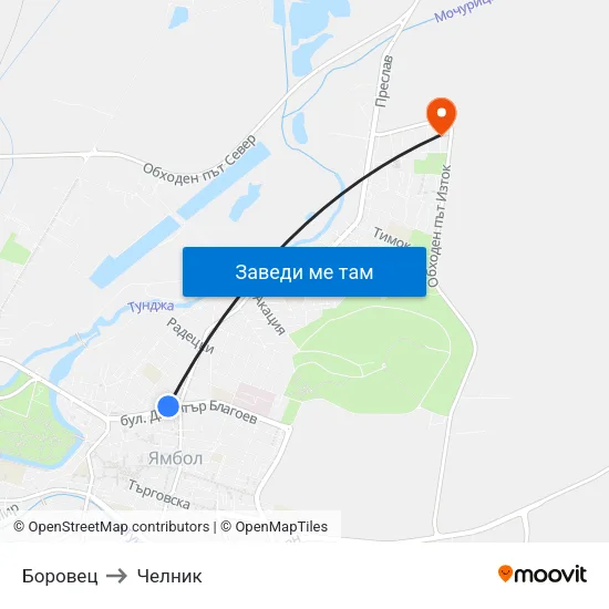 Боровец to Челник map