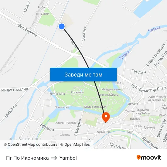 Пг По Икономика to Yambol map