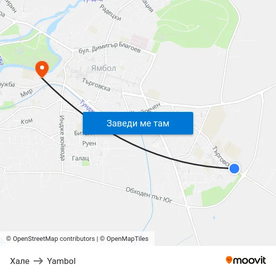 Хале to Yambol map