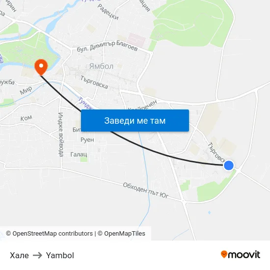 Хале to Yambol map