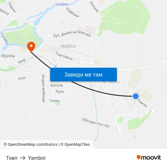 Тхвп to Yambol map