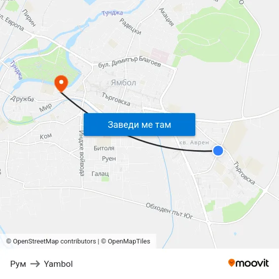 Рум to Yambol map
