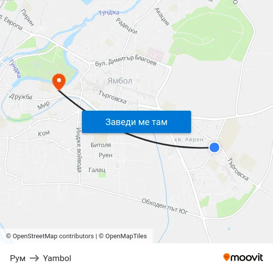 Рум to Yambol map