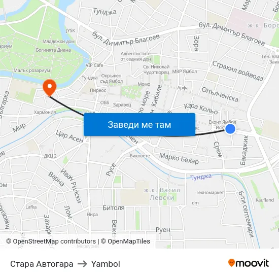 Стара Автогара to Yambol map