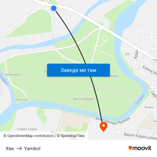 Хвк to Yambol map