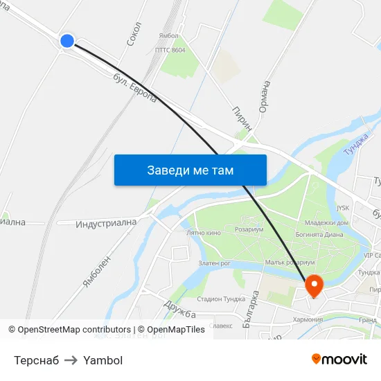 Терснаб to Yambol map