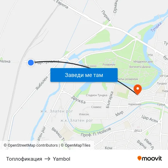 Топлофикация to Yambol map