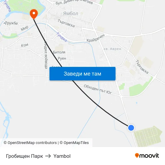 Гробищен Парк to Yambol map