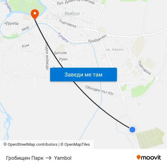 Гробищен Парк to Yambol map