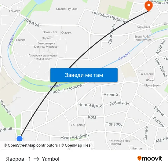 Яворов - 1 to Yambol map
