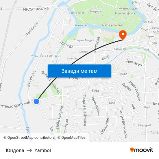 Юндола to Yambol map
