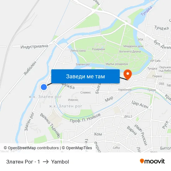 Златен Рог - 1 to Yambol map