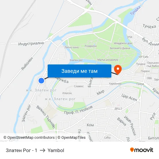 Златен Рог - 1 to Yambol map