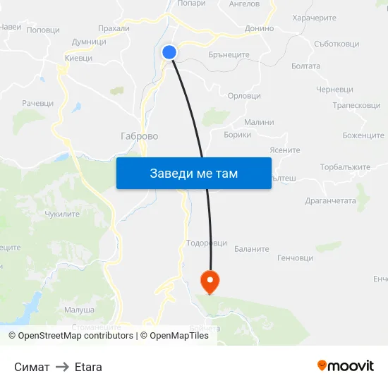 Симат to Etara map