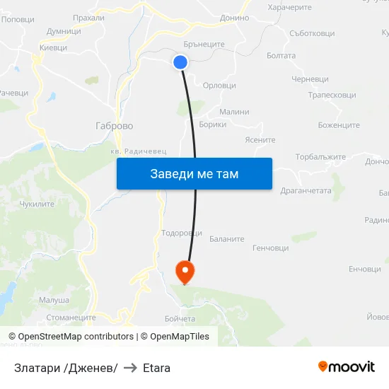 Златари /Дженев/ to Etara map