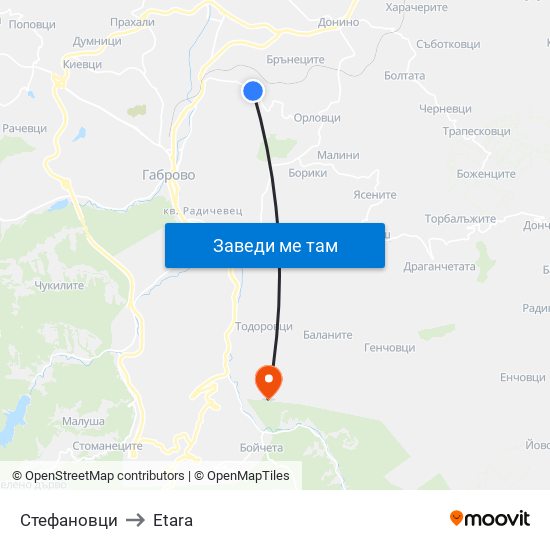 Стефановци to Etara map