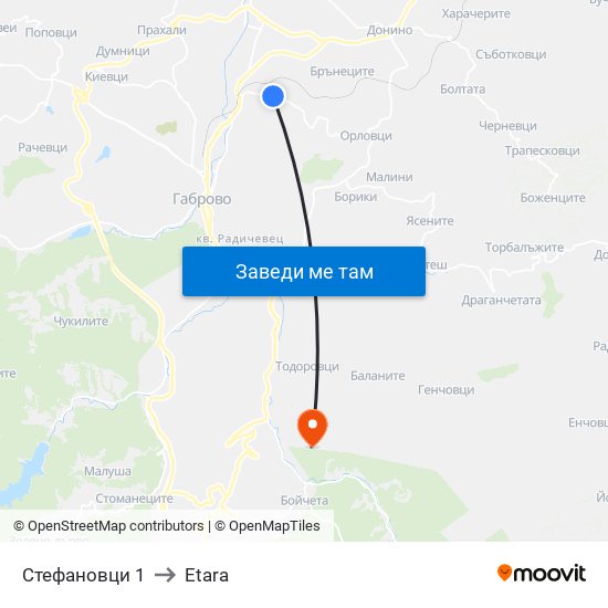 Стефановци 1 to Etara map