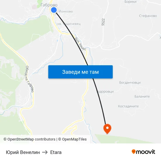 Юрий Венелин to Etara map