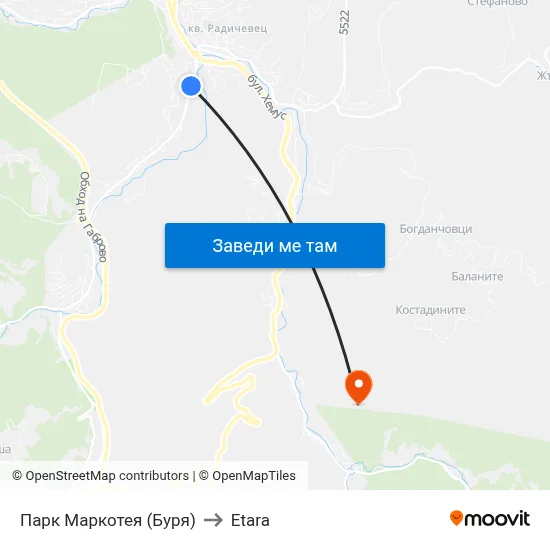 Парк Маркотея (Буря) to Etara map