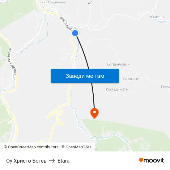 Оу Христо Ботев to Etara map