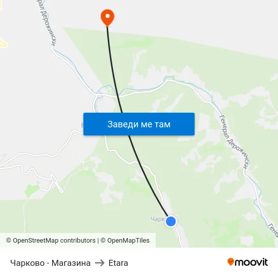 Чарково - Магазина to Etara map