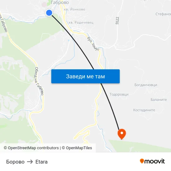 Борово to Etara map