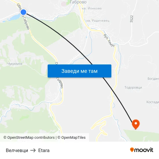 Велчевци to Etara map