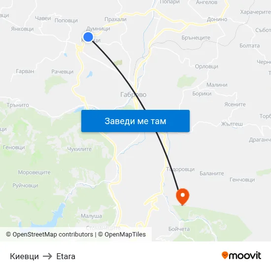 Киевци to Etara map