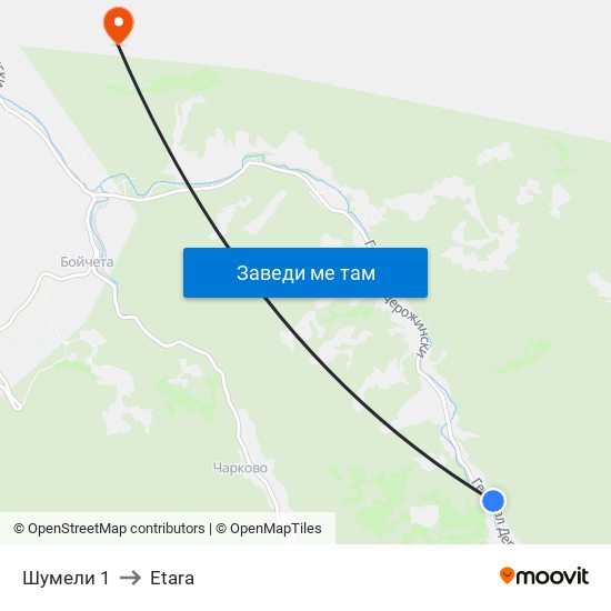 Шумели 1 to Etara map