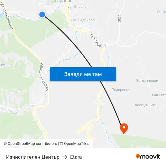 Изчислителен Център to Etara map