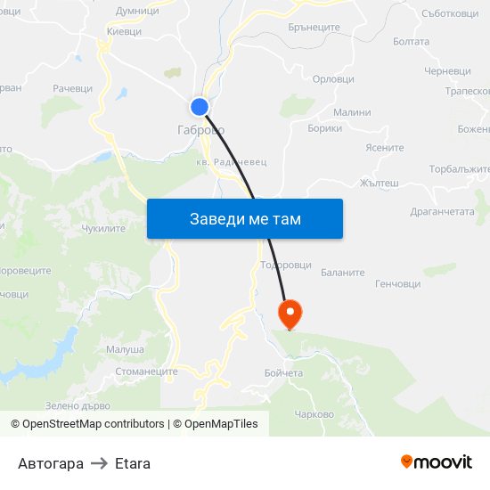 Автогара to Etara map