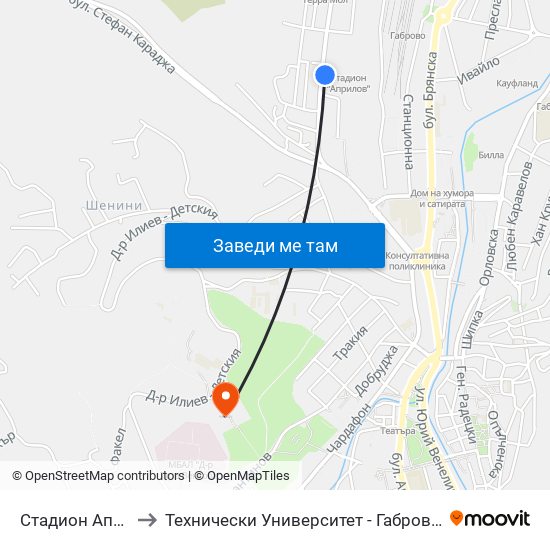 Стадион Априлов to Технически Университет - Габрово - 6 Корпус map