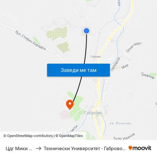 Цдг Мики Маус to Технически Университет - Габрово - 6 Корпус map