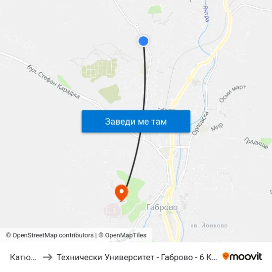 Катюша to Технически Университет - Габрово - 6 Корпус map