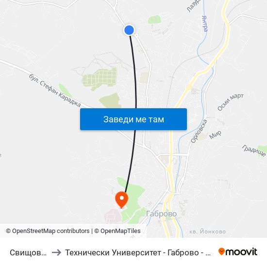 Свищовска to Технически Университет - Габрово - 6 Корпус map