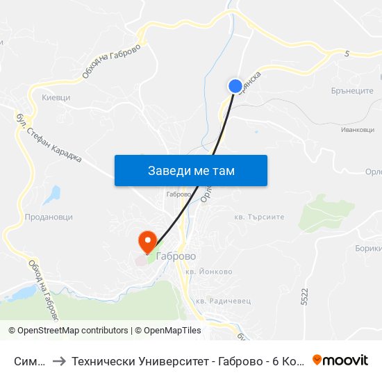 Симат to Технически Университет - Габрово - 6 Корпус map