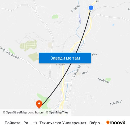 Бойката - Разклон to Технически Университет - Габрово - 6 Корпус map