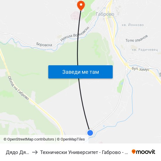 Дядо Дянко to Технически Университет - Габрово - 6 Корпус map