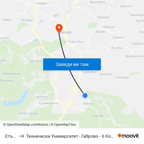 Етъра to Технически Университет - Габрово - 6 Корпус map