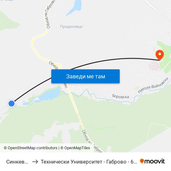 Синкевица to Технически Университет - Габрово - 6 Корпус map