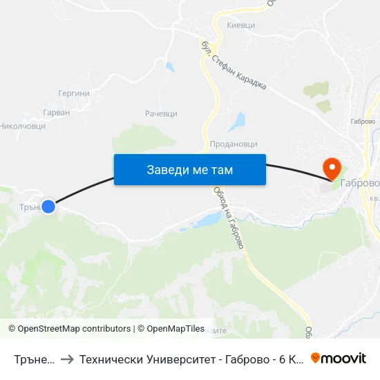 Трънето to Технически Университет - Габрово - 6 Корпус map