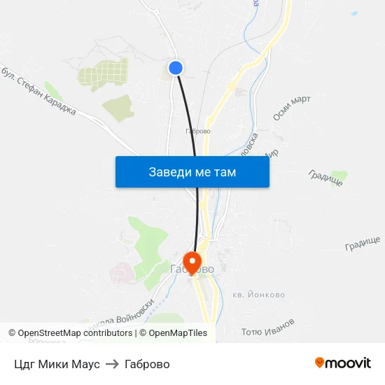 Цдг Мики Маус to Габрово map