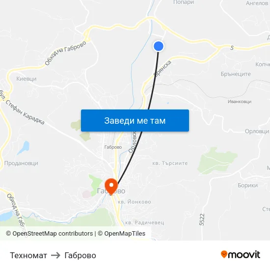 Техномат to Габрово map