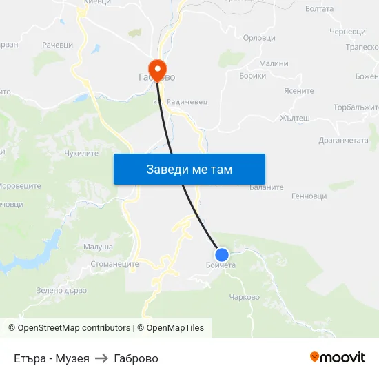 Етъра - Музея to Габрово map