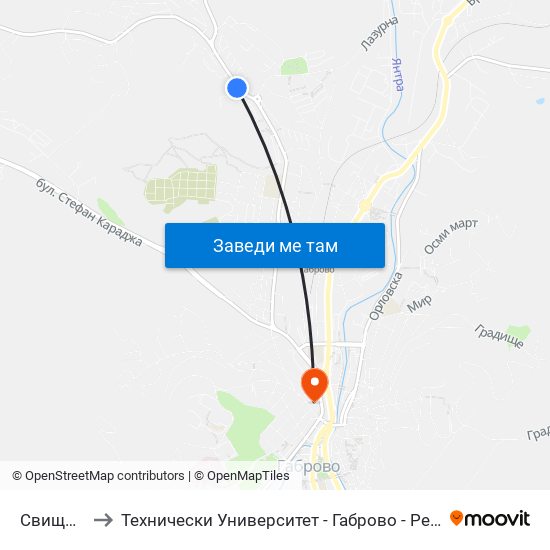 Свищовска to Технически Университет - Габрово - Ректорат (Корпус 3) map