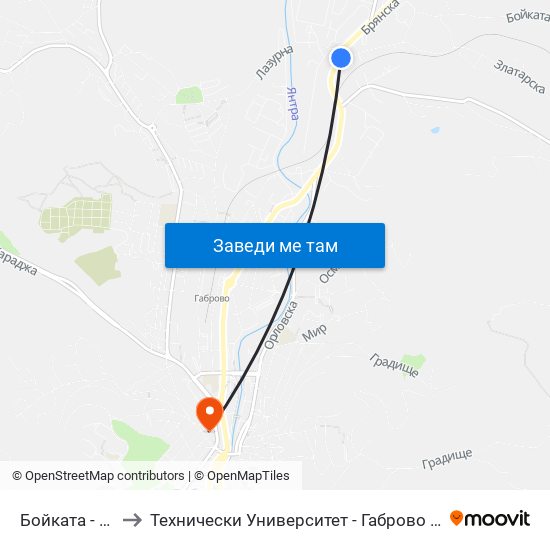 Бойката - Разклон to Технически Университет - Габрово - Ректорат (Корпус 3) map