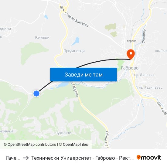 Гачевци to Технически Университет - Габрово - Ректорат (Корпус 3) map