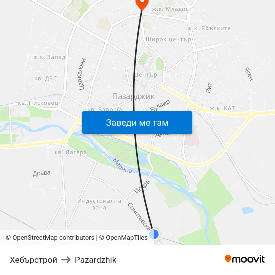 Хебърстрой to Pazardzhik map