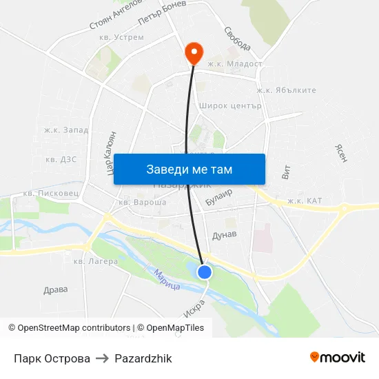Парк Острова to Pazardzhik map