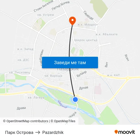 Парк Острова to Pazardzhik map